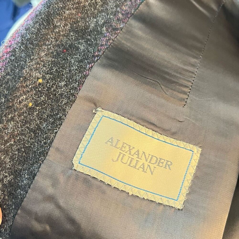 Vintage Alexander Julian Gray Striped Wool Notch Lapel Blazer Size 8 - Picture 8 of 11